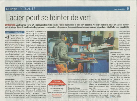 Image Favre SA paraît dans le journal de la Broye